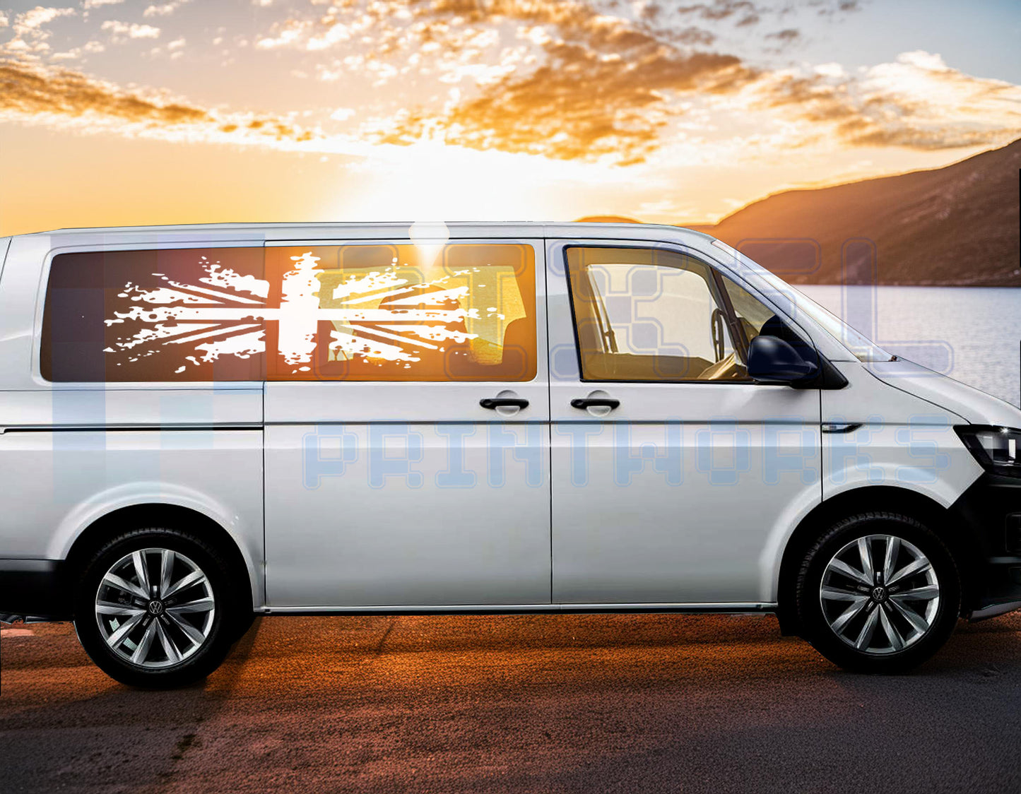 Broken Union Jack Flag Side Decals for VW Transporter T5 & T6 (2003–2015) – Pair by Pixel Printworks