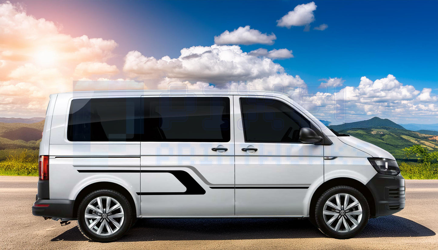Campervan Vinyl Graphics Kit | SWB & MWB | Bold Stripe Decals for Transit, Transporter, Vivaro
