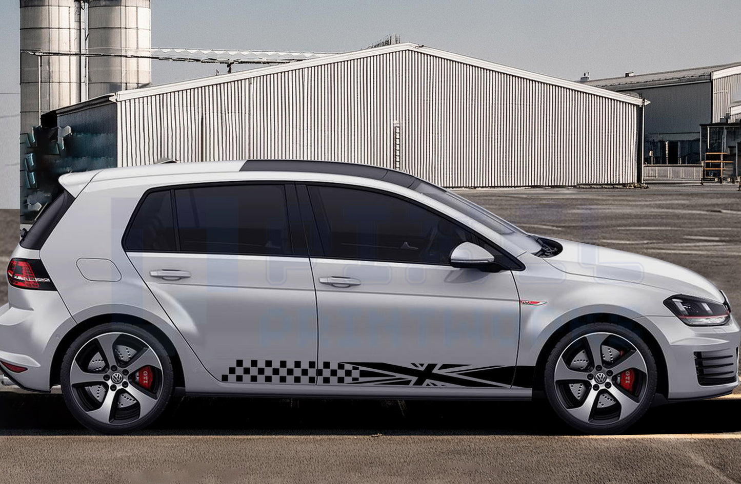 VW Golf Side Stripe Decals – Chequered Union Jack Design (Fits MK6 & MK7)