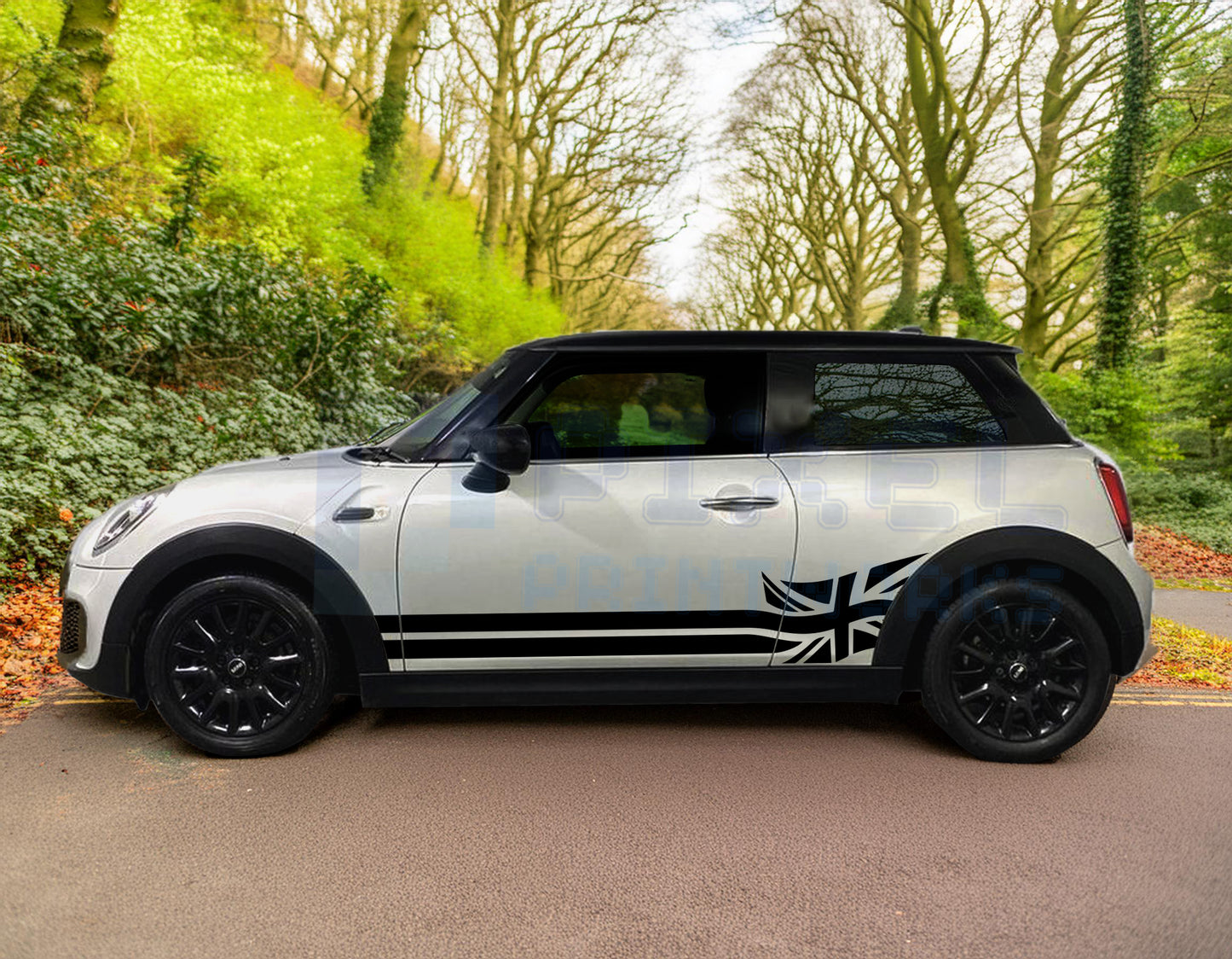 Mini Cooper Union Jack Flag Side Stripe Decals | Vinyl Graphics Kit (2006-2023) | R50 R56 F56 All Models