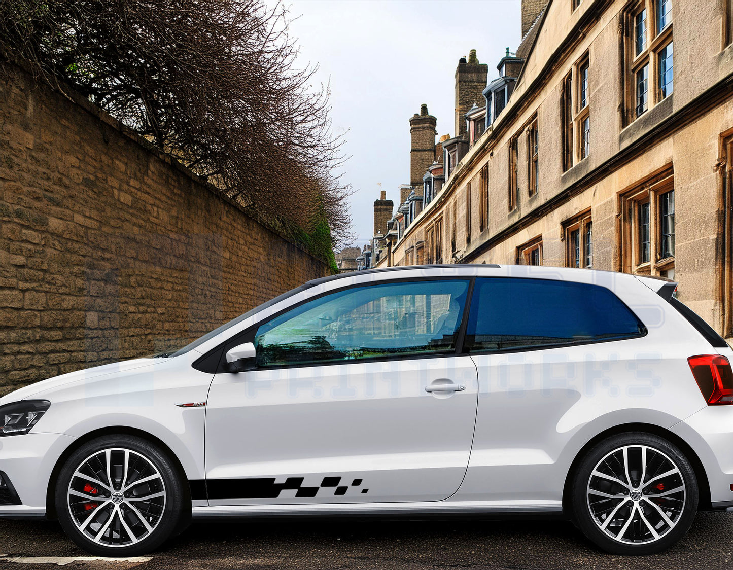 VW Polo Side Stripe Decals – Half-Length Staggered Design (Fits MK5 & MK6)