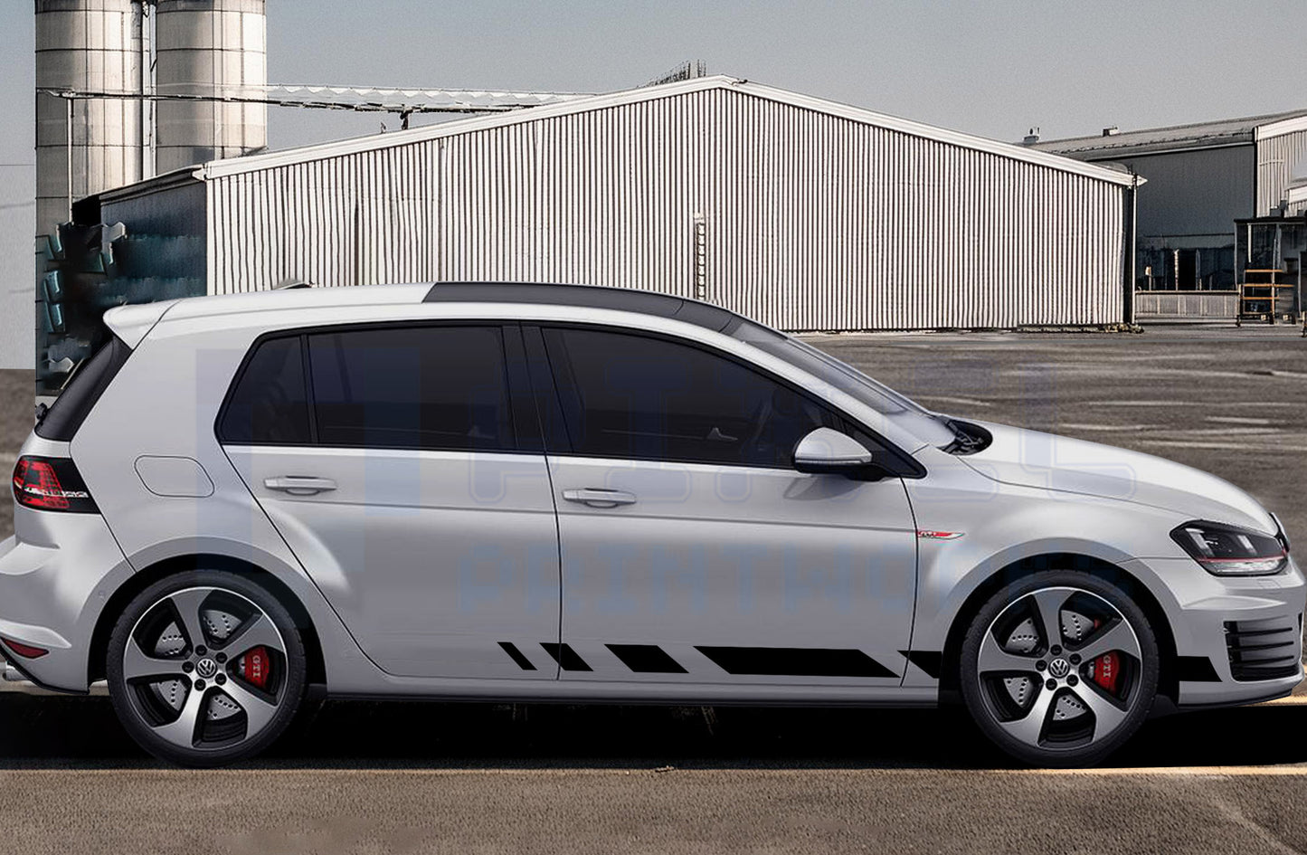 VW Golf Side Stripe Decals – Half-Length Staggered Design (Fits MK6 & MK7)