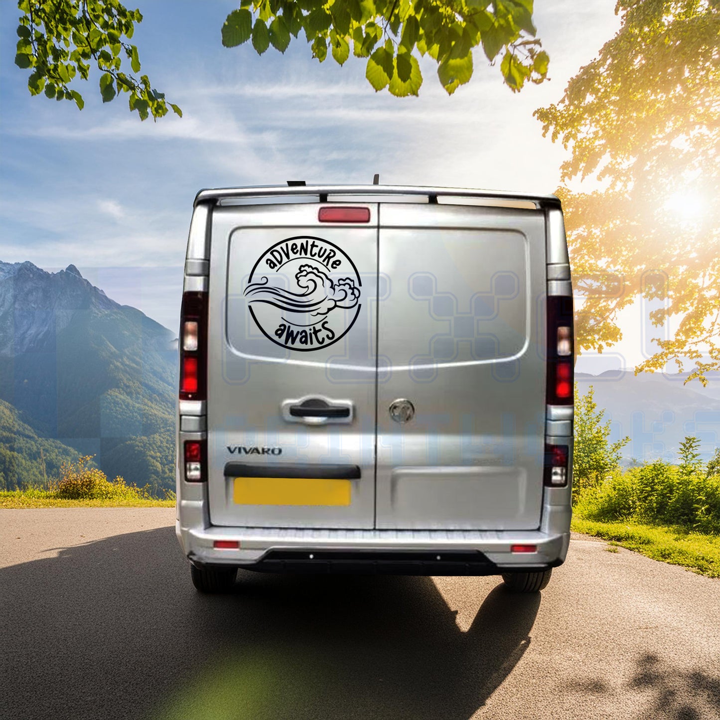 Adventure Awaits Ocean Wave Decal – Vinyl Sticker for Campervans & Motorhomes | Pixel Printworks