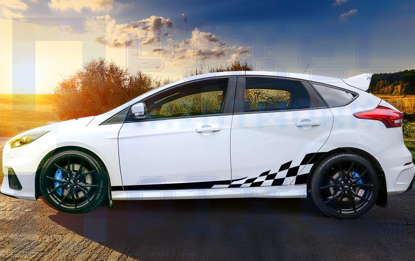 Universal Rear Arch Checkered Stripe – Vinyl Side Decal Kit | Pixel Printworks