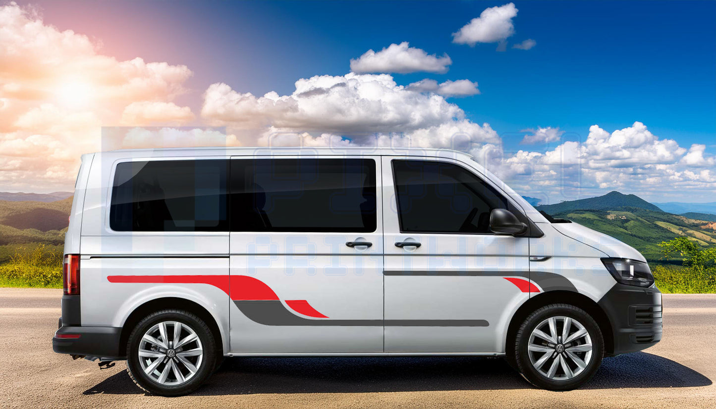 Campervan Vinyl Graphics Kit | Universal Fit for Transit, Transporter, Vivaro (SWB or MWB) | 4-Piece Decal Set