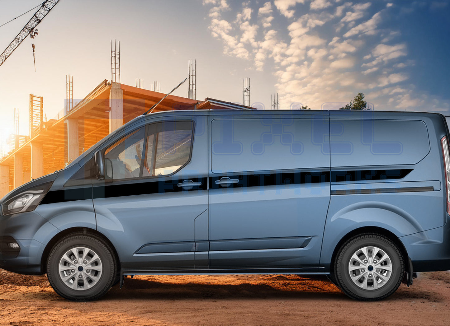 Ford Transit Custom MK8 XL Upper Door Stripe Decal – Vinyl Graphic Kit (2014–2023) | Pixel Printworks