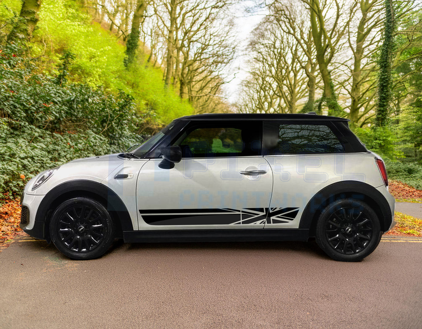 Mini Cooper Union Jack Flag Side Stripe Decals | Vinyl Graphics Kit (2006-2023) | R50 R56 F56 All Models