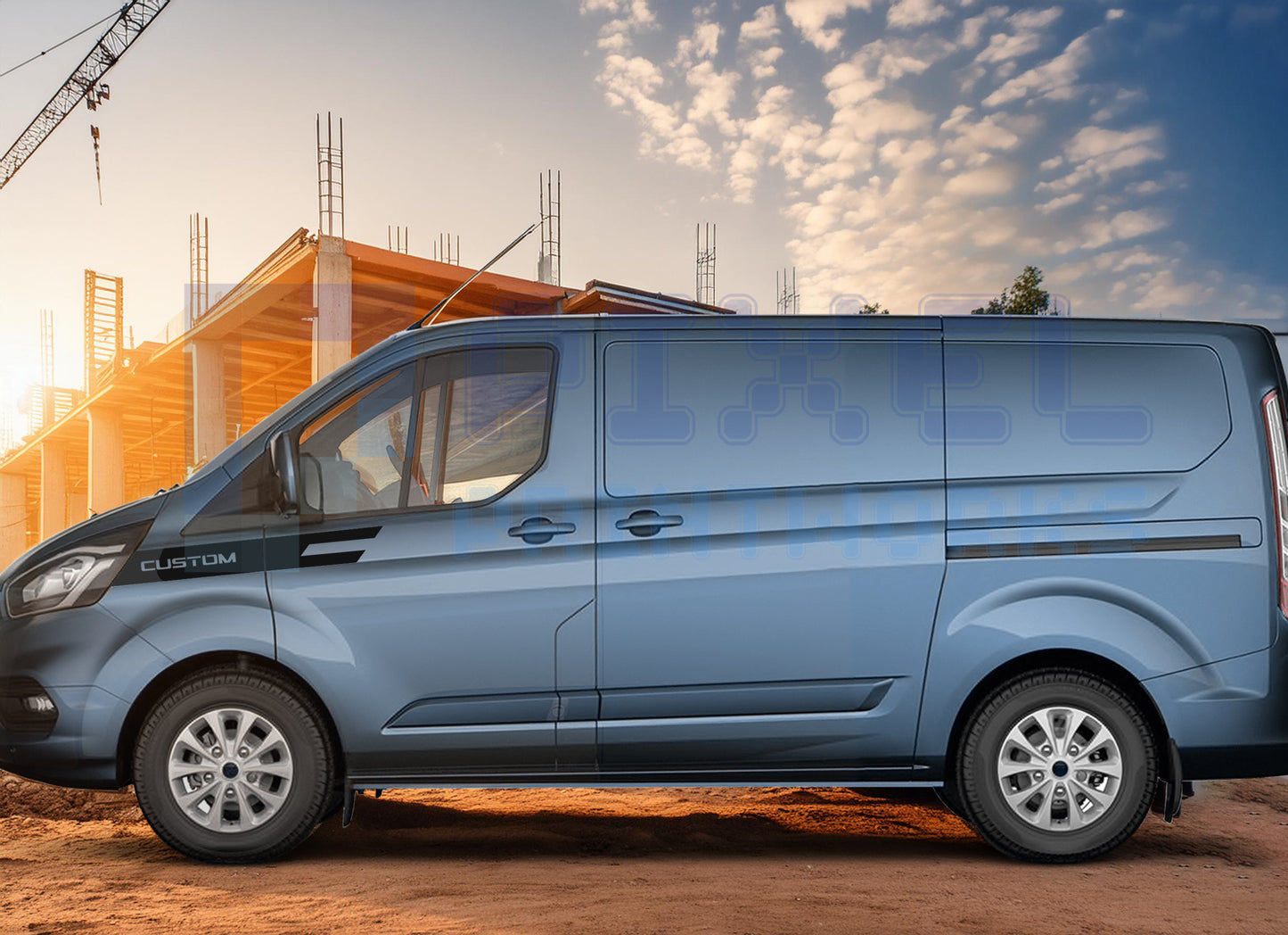 Ford Transit Custom Bonnet & Front Quarter Stripe Bundle – Vinyl Decal Kit | Pixel Printworks