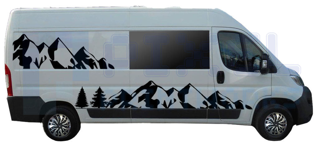LWB Campervan Mountain Decal Kit – Dual Scene Wrap (4pc Vinyl Set)