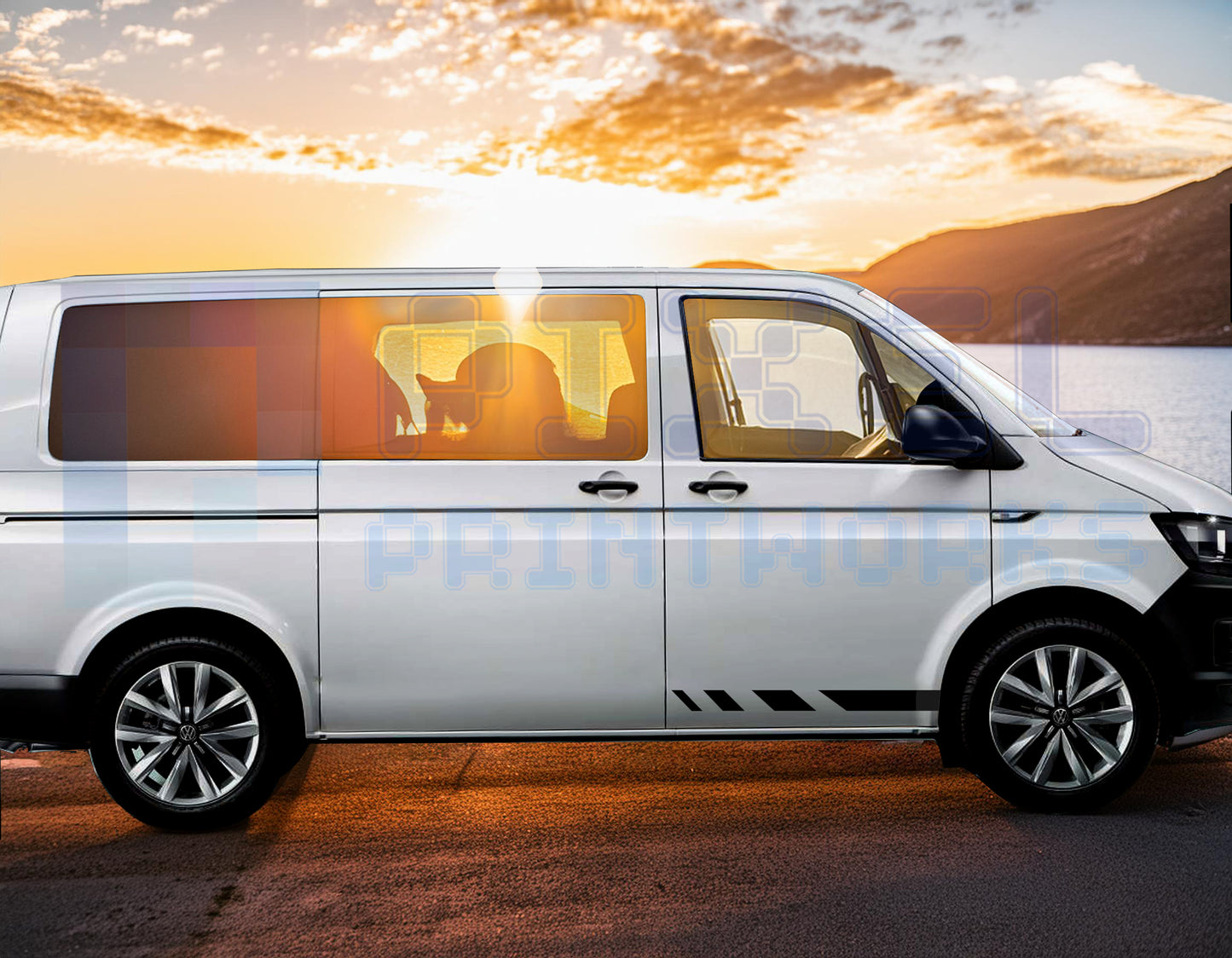 Half Side Stripe Vinyl Decals for VW Transporter T4, T5 & T6 (1990–2023)