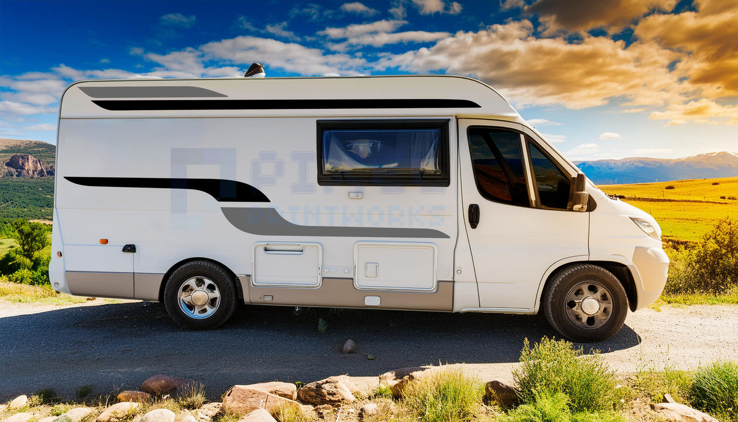 LWB Camper Vinyl Graphics Kit – 4pc Two-Tone Decal Set by Pixel Printworks