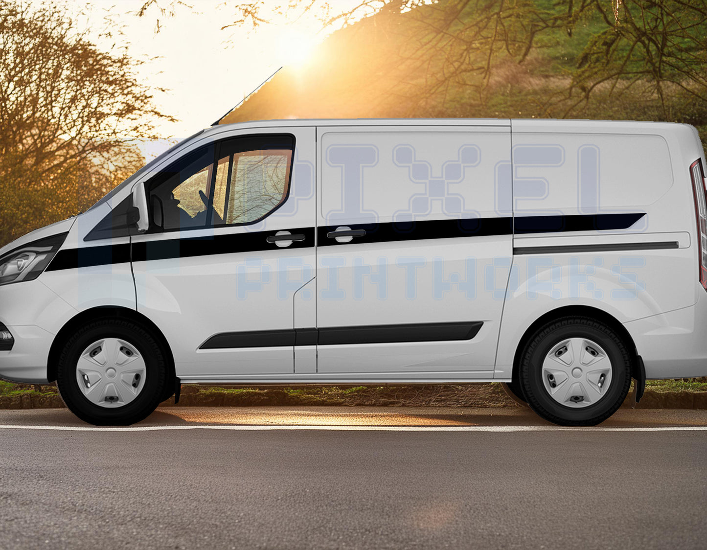 Ford Transit Custom MK8 XL Upper Door Stripe Decal – Vinyl Graphic Kit (2014–2023) | Pixel Printworks