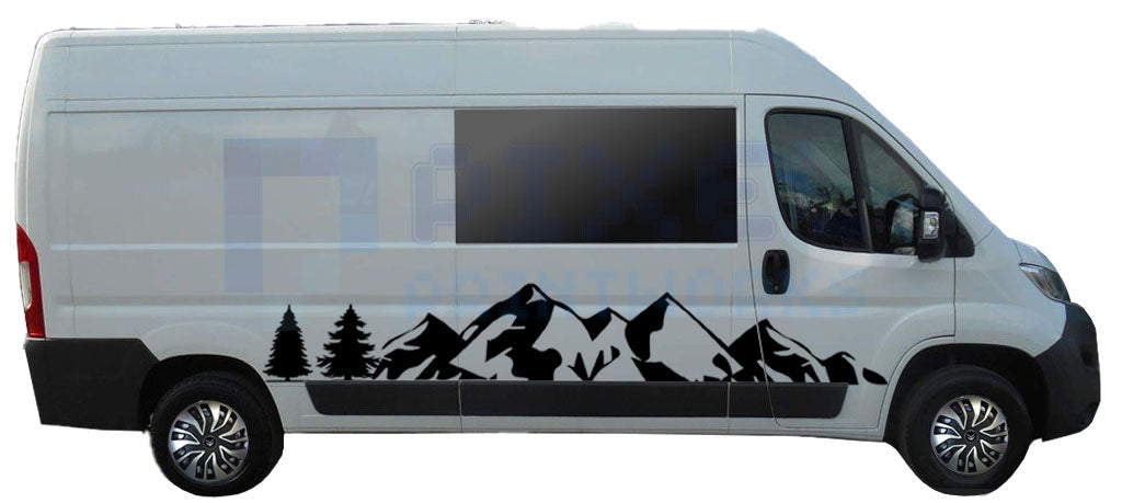 Full-Length Mountain Side Decal for LWB Vans – Vinyl Graphic Kit (2pc)