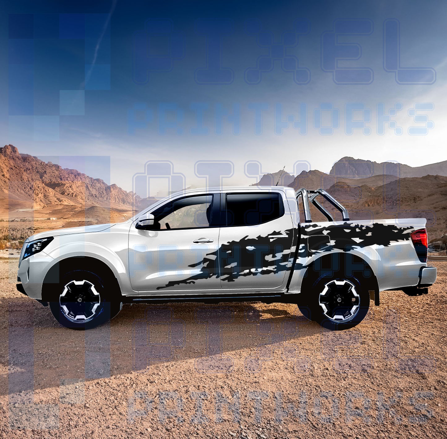 XL Graphics Kit for Nissan Navara D23 (2014–Present) | Rugged Side Vinyl Wrap | Pixel Printworks