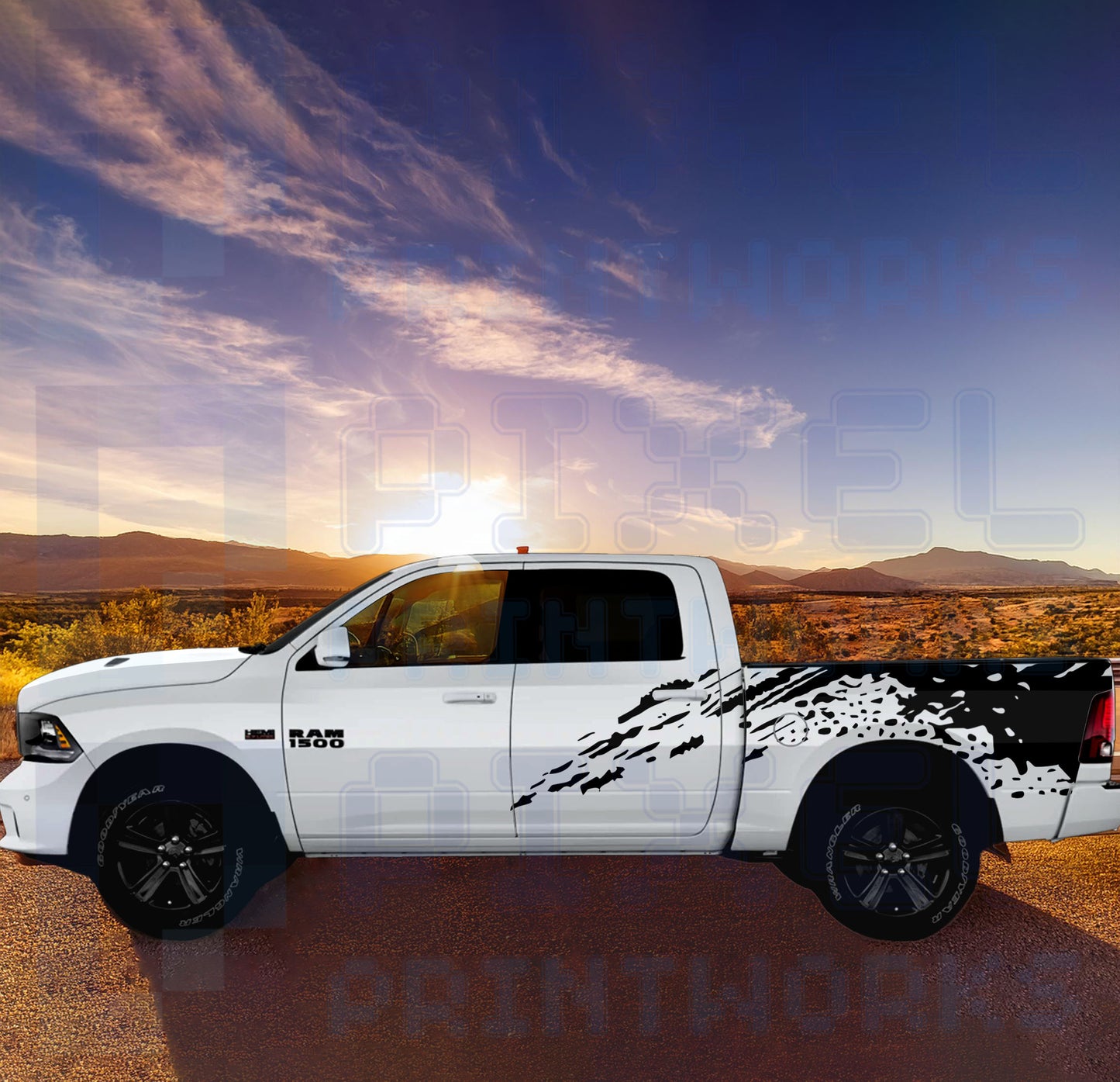 Mudslinger Vinyl Graphics Kit for Dodge Ram 1500 (2009–2018) | Pixel Printworks