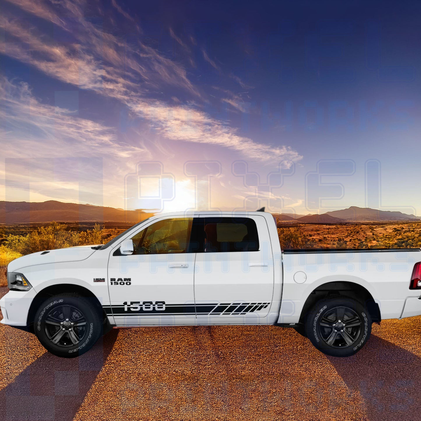 1500 Side Stripe Vinyl Graphics Kit for Dodge Ram 1500 (2009–2018) – Weatherproof Custom Decals
