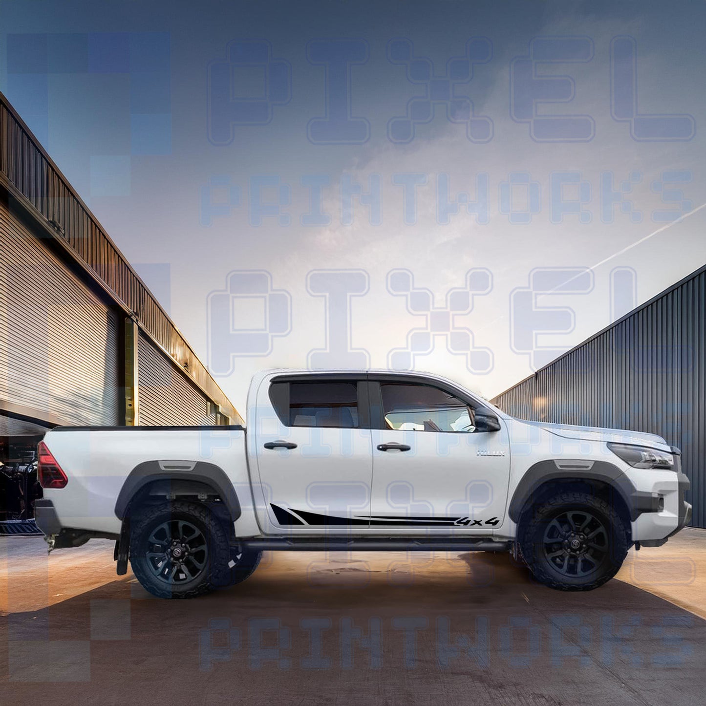 Toyota Hilux 4x4 Side Stripe Decals (2015–2023) – Rugged Vinyl Kit | Pixel Printworks