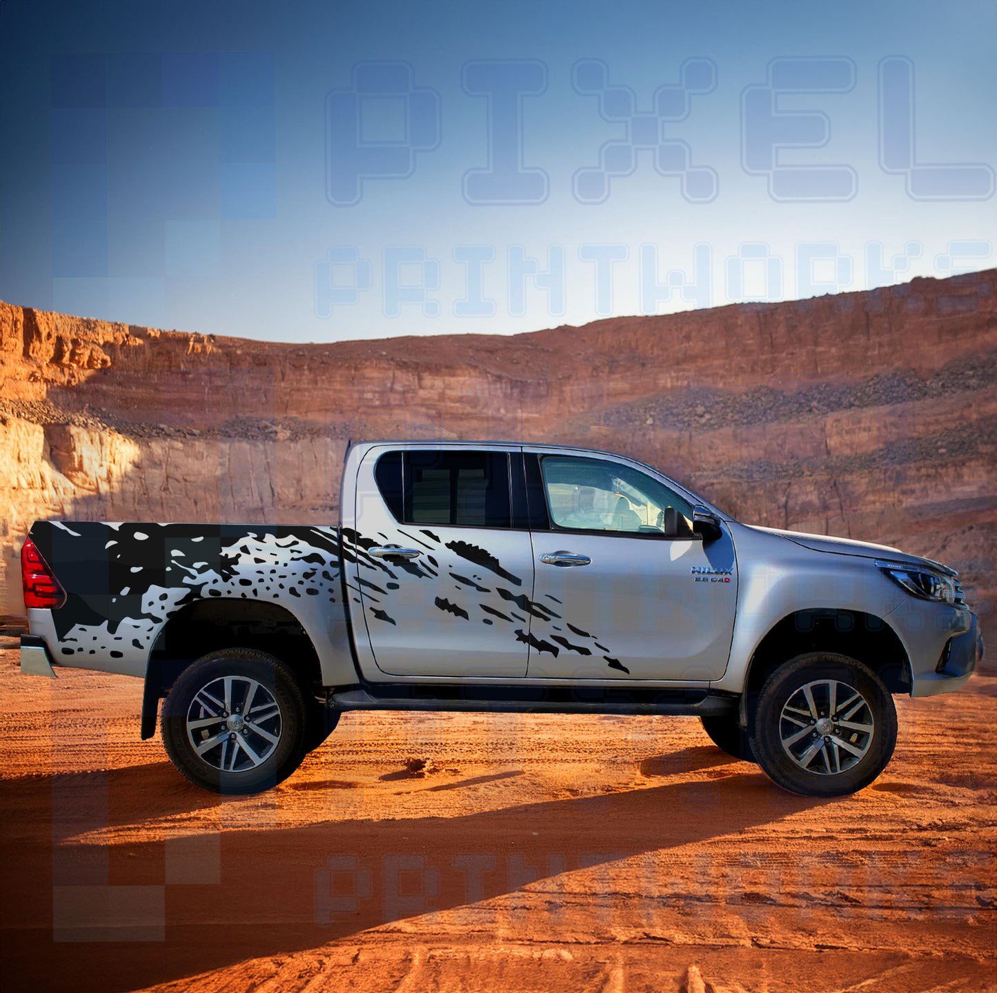 Toyota Hilux Mudslinger Graphics Decal Kit (2015–2023) – Off-Road Vinyl by Pixel Printworks