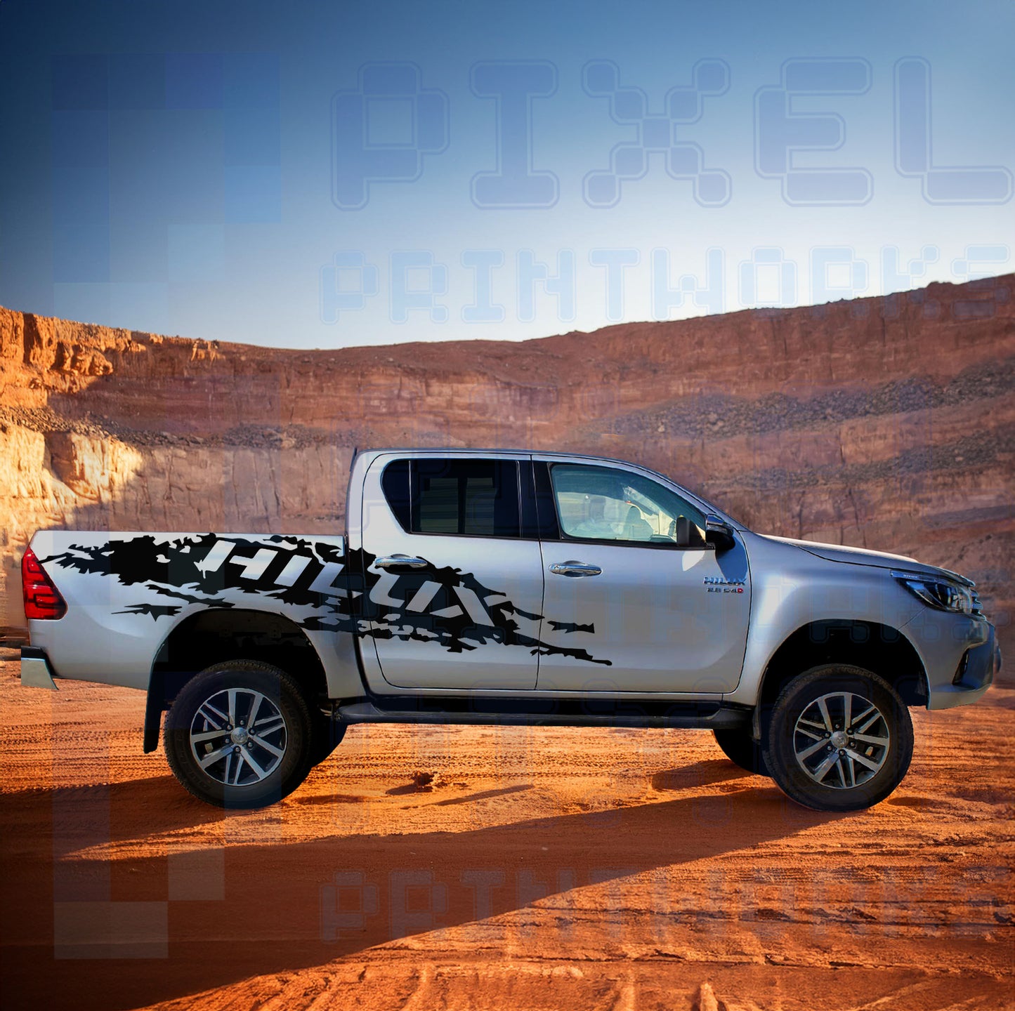 Toyota Hilux Large Graphics Decal Kit (2015–2023) – Bold Vinyl Design | Pixel Printworks