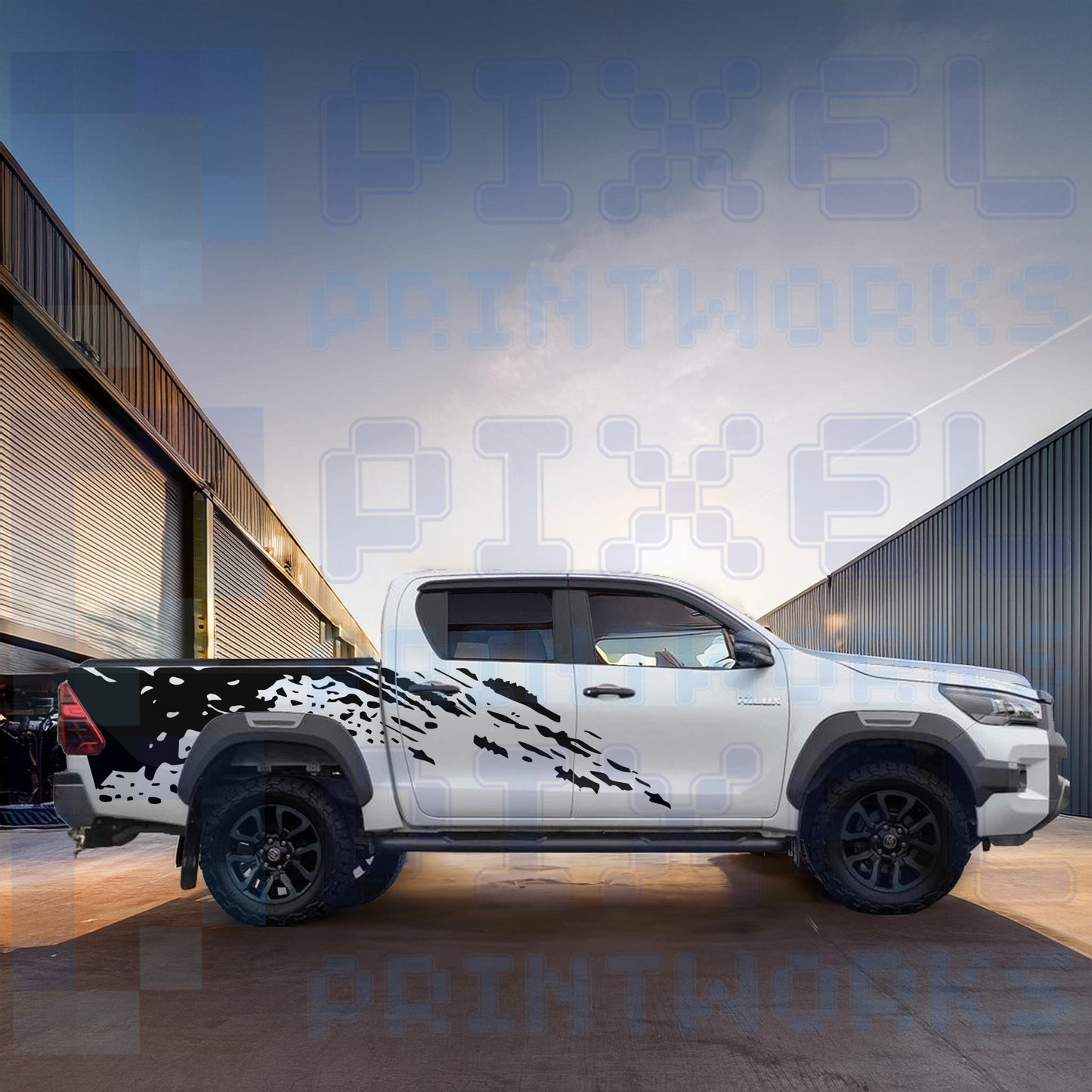 Toyota Hilux Mudslinger Graphics Decal Kit (2015–2023) – Off-Road Vinyl by Pixel Printworks