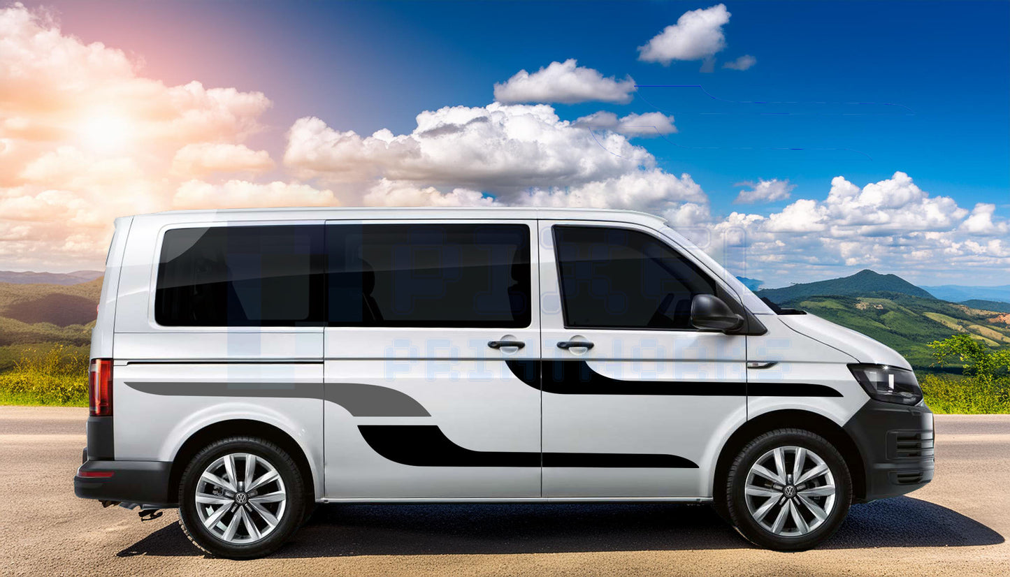 Campervan Graphics Kit | Vinyl Decal 4-Piece Set | Universal Fit for Transit, Transporter, Vivaro (SWB & MWB)