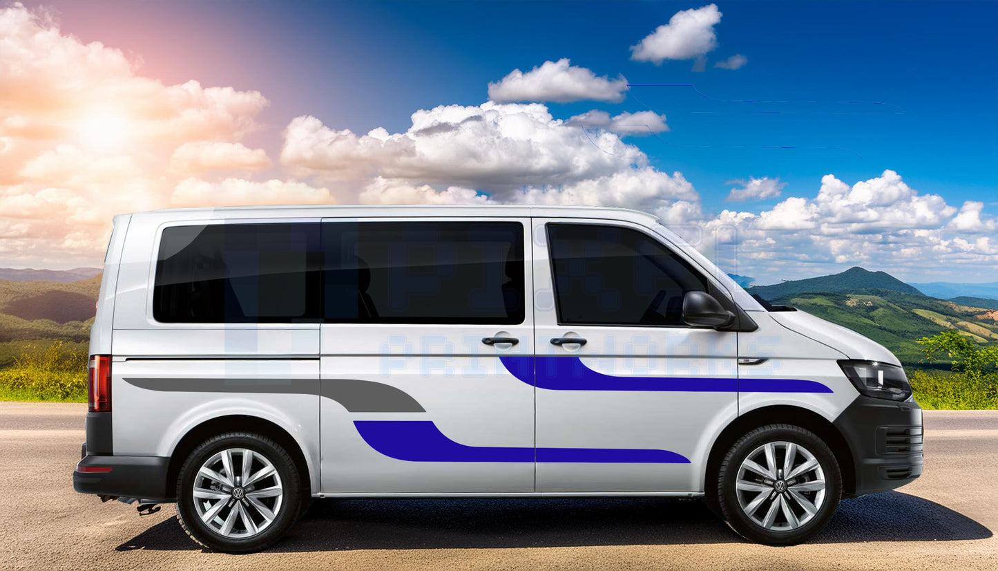 Campervan Graphics Kit | Vinyl Decal 4-Piece Set | Universal Fit for Transit, Transporter, Vivaro (SWB & MWB)