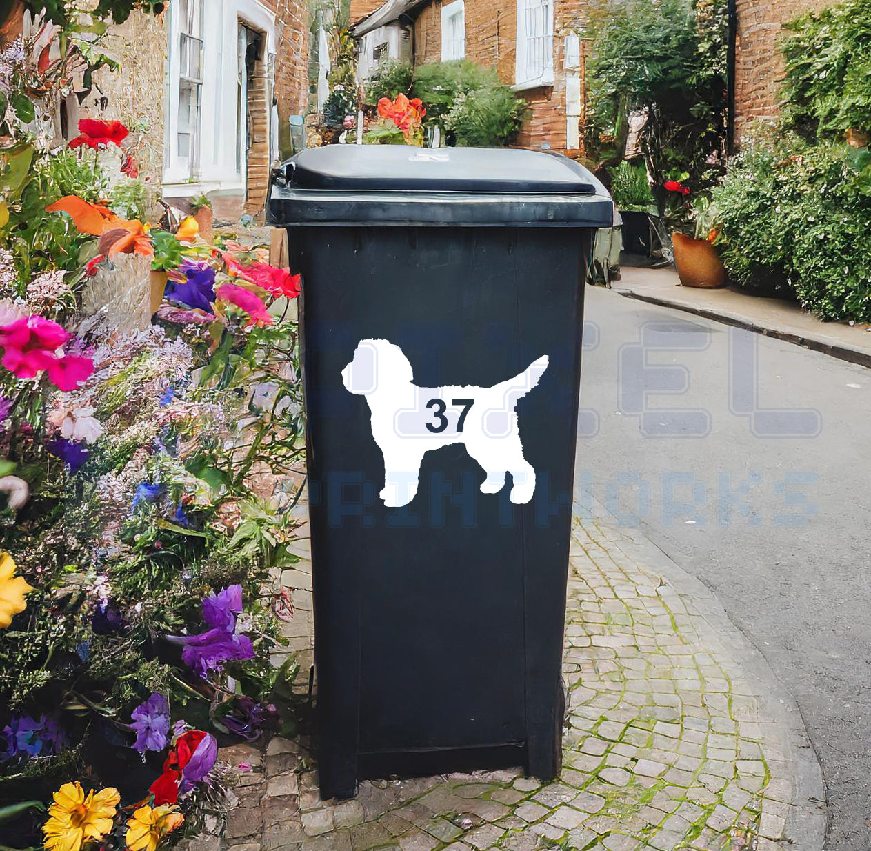 Personalised Wheelie Bin Sticker – Cockapoo Silhouette | Vinyl Decal Pack