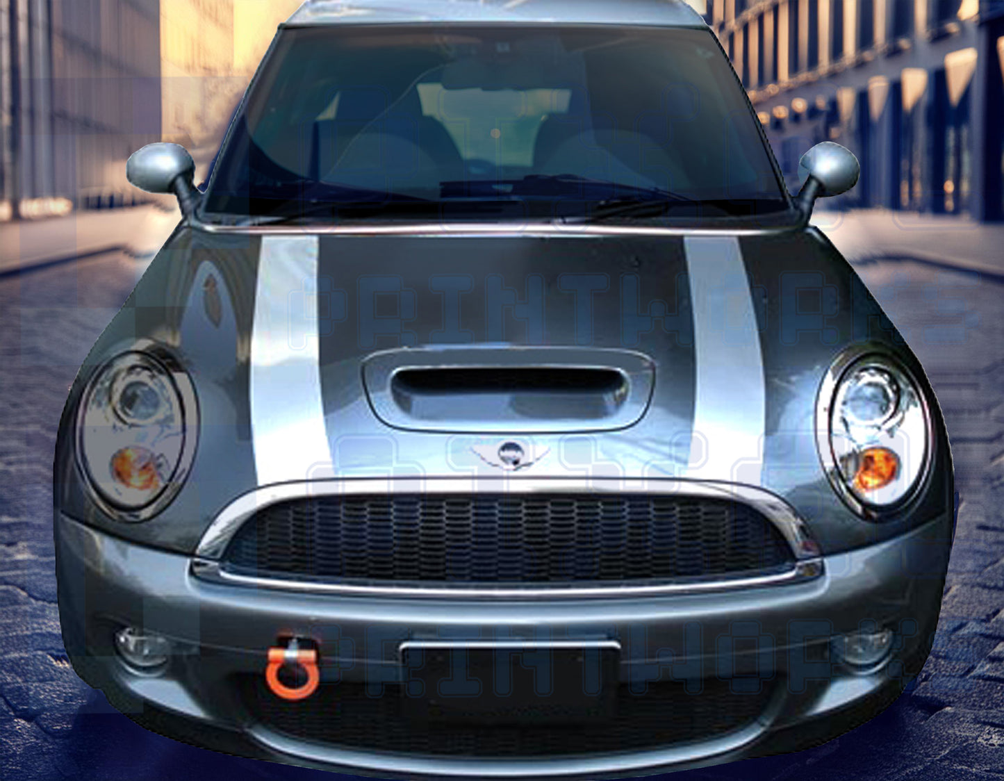 Bonnet Stripe Vinyl Decals for Mini Cooper Fits R50–R59 & F56 Models by Pixel Printworks