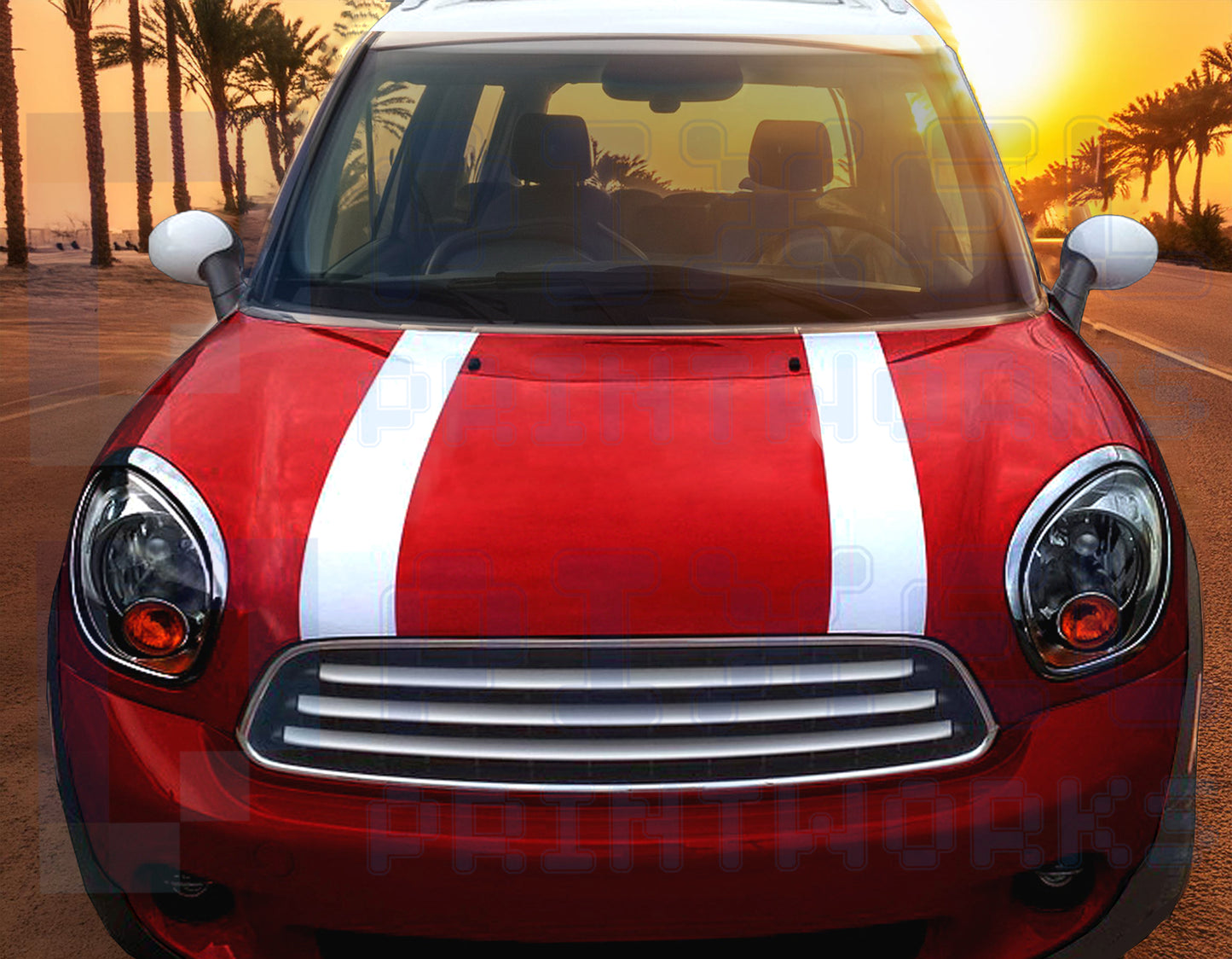 Bonnet Stripe Vinyl Decals for Mini Cooper Fits R50–R59 & F56 Models by Pixel Printworks