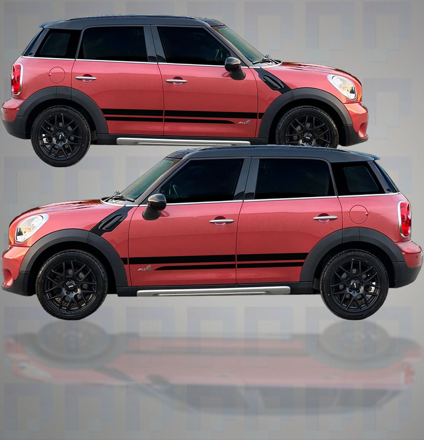 Mini Countryman Quad Line Side Stripes – Vinyl Decal Kit (2010–2024)