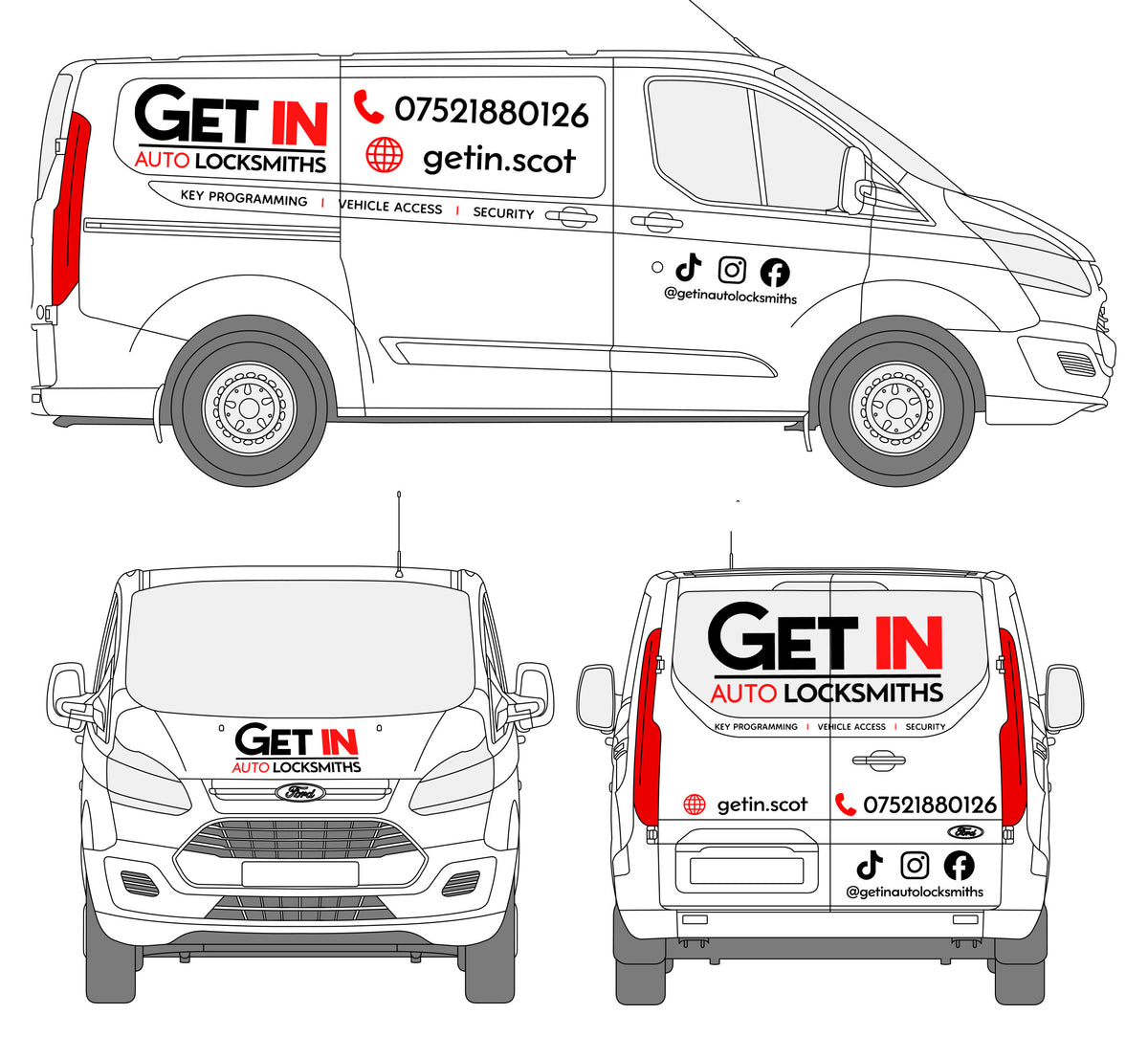 Medium Custom Van Signage Kit - Custom Listing for GET IN Auto Locksmiths