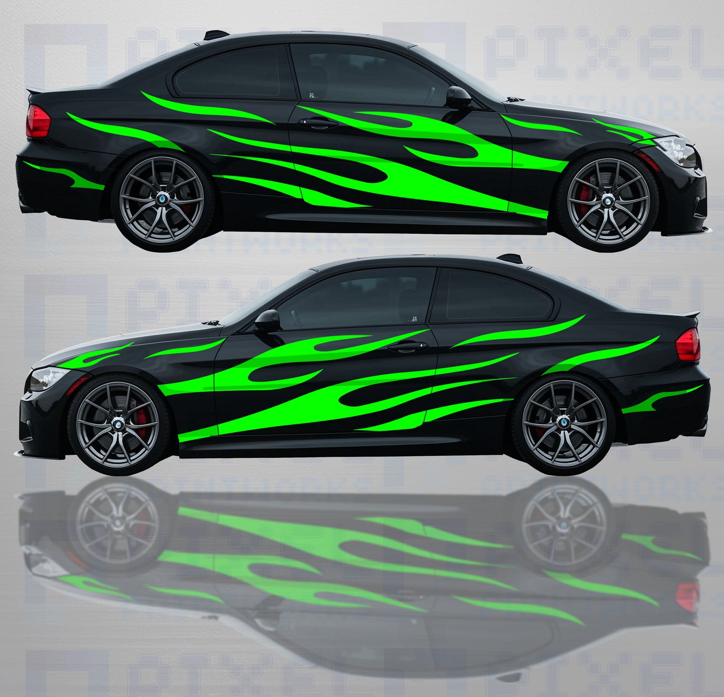 Car Flame Livery Kit – Universal Fit Vinyl Graphics (Left/Right Side)