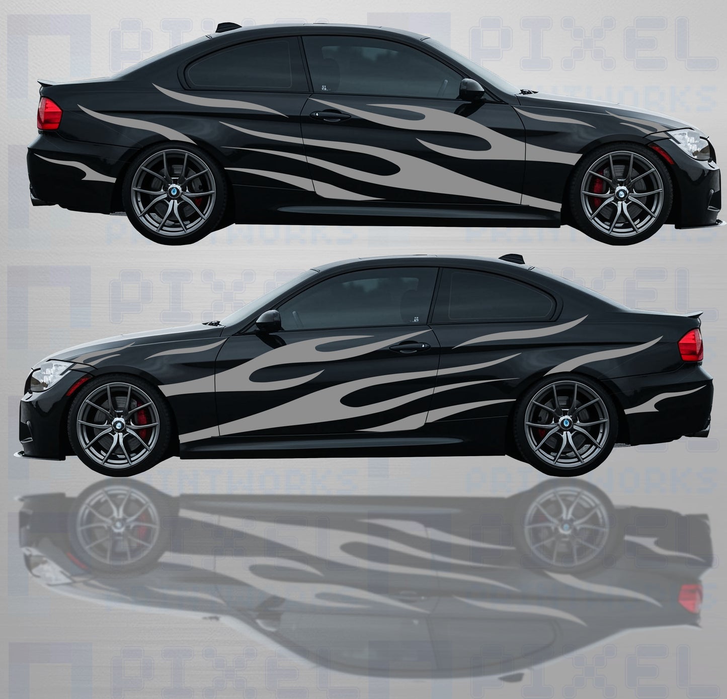 Car Flame Livery Kit – Universal Fit Vinyl Graphics (Left/Right Side)