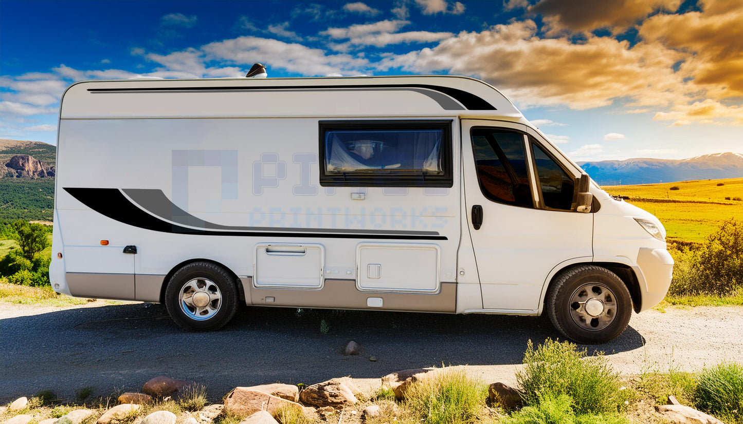LWB Camper Vinyl Graphics Kit – 4pc Long Stripe Decal Set by Pixel Printworks