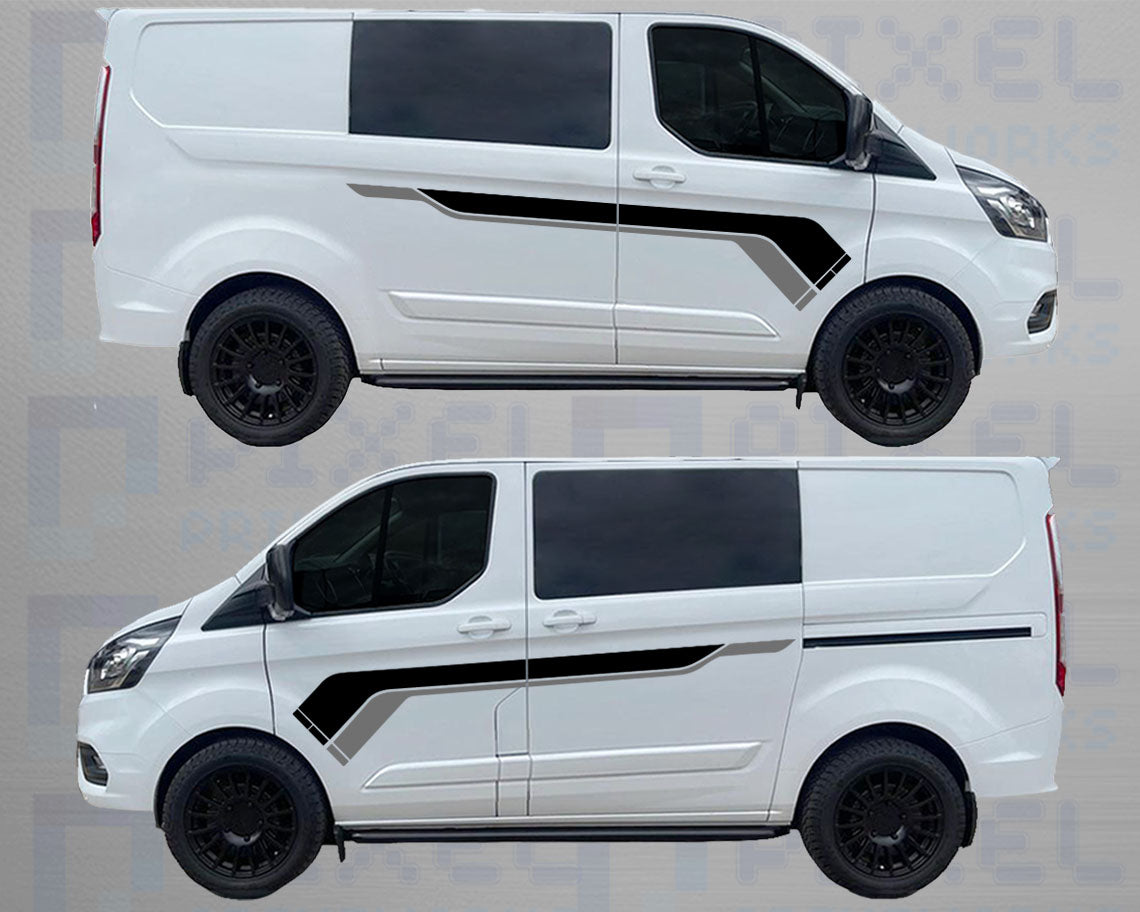 Ford Transit Custom MS-RT Vinyl Side Stripes – 2 Colour Decal Kit (2013–2023)