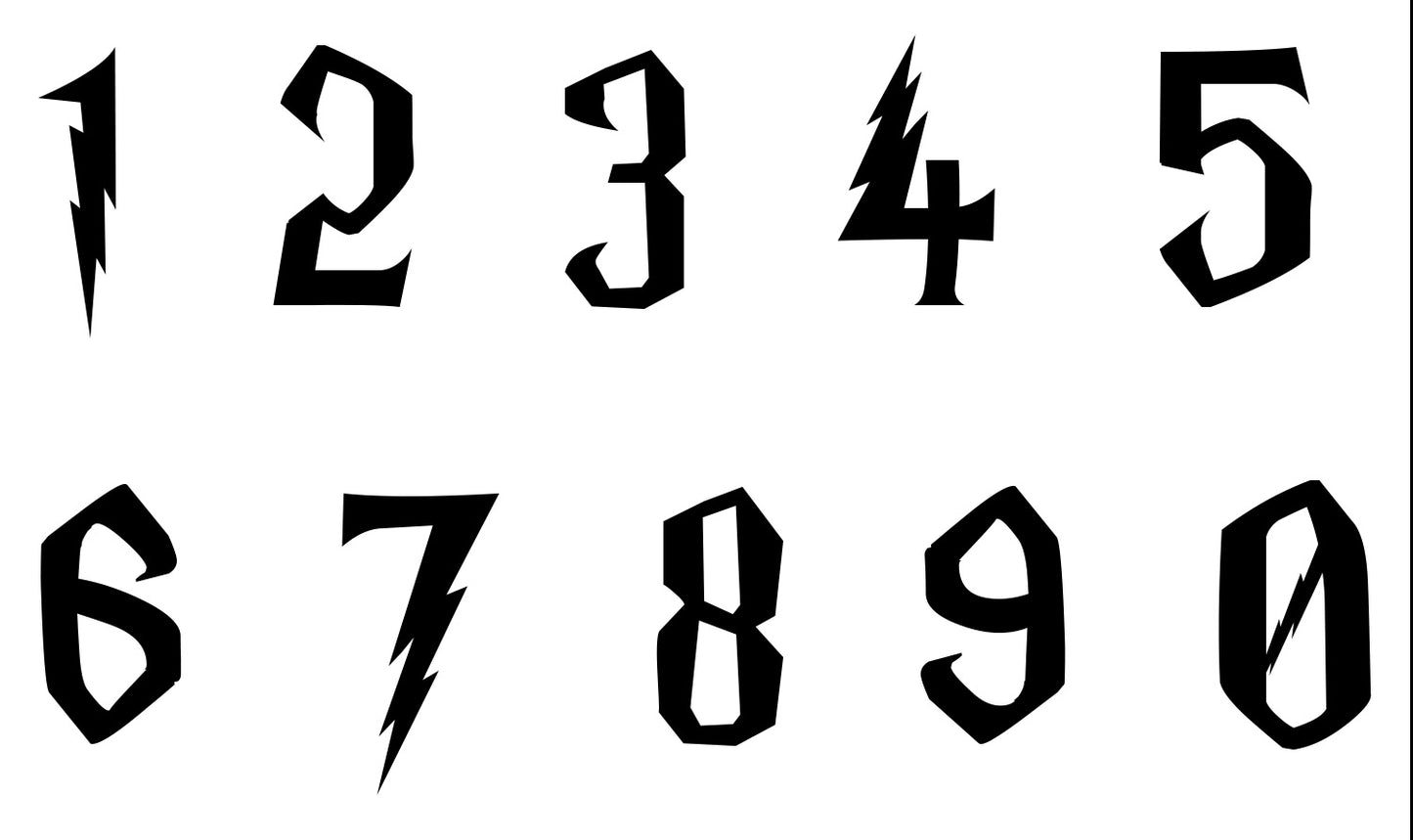 Personalised Wheelie Bin Sticker – Magical Wizard Font – Number Only | Vinyl Decal Pack