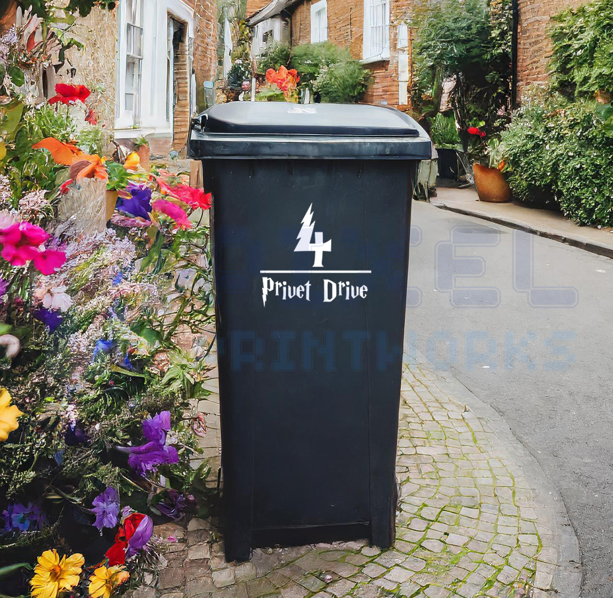 Personalised Wheelie Bin Sticker – Magical Wizard Font – Number & Street Name | Vinyl Decal Pack