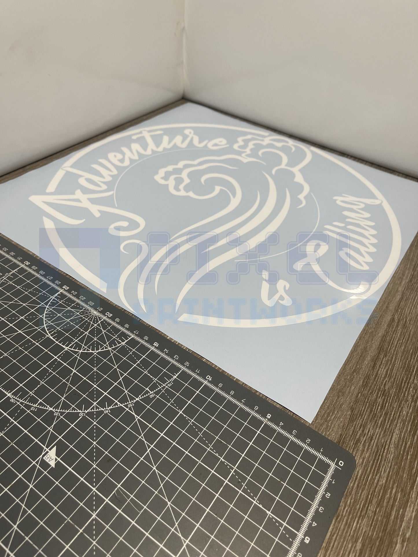 Adventure Is Calling Waves Script Decal – Ocean Vinyl Sticker for Campervans & Motorhomes | Pixel Printworks