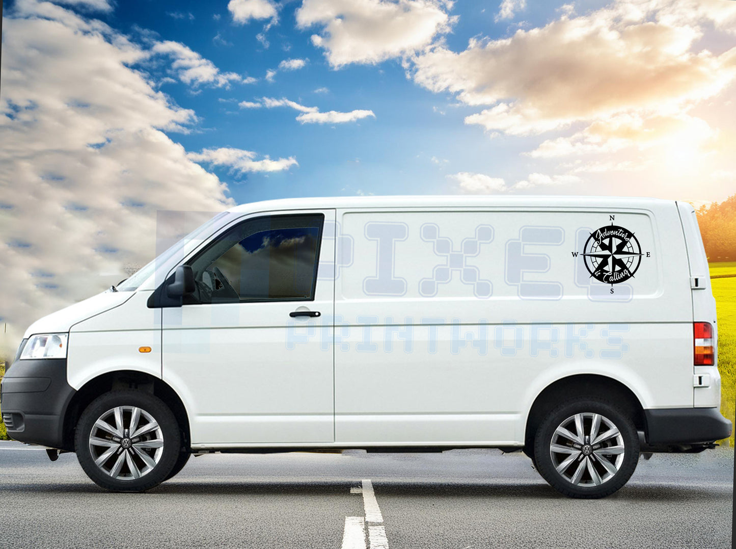 Adventure Is Calling Compass Decal – Vinyl Sticker for Campervans & Motorhomes | Pixel Printworks