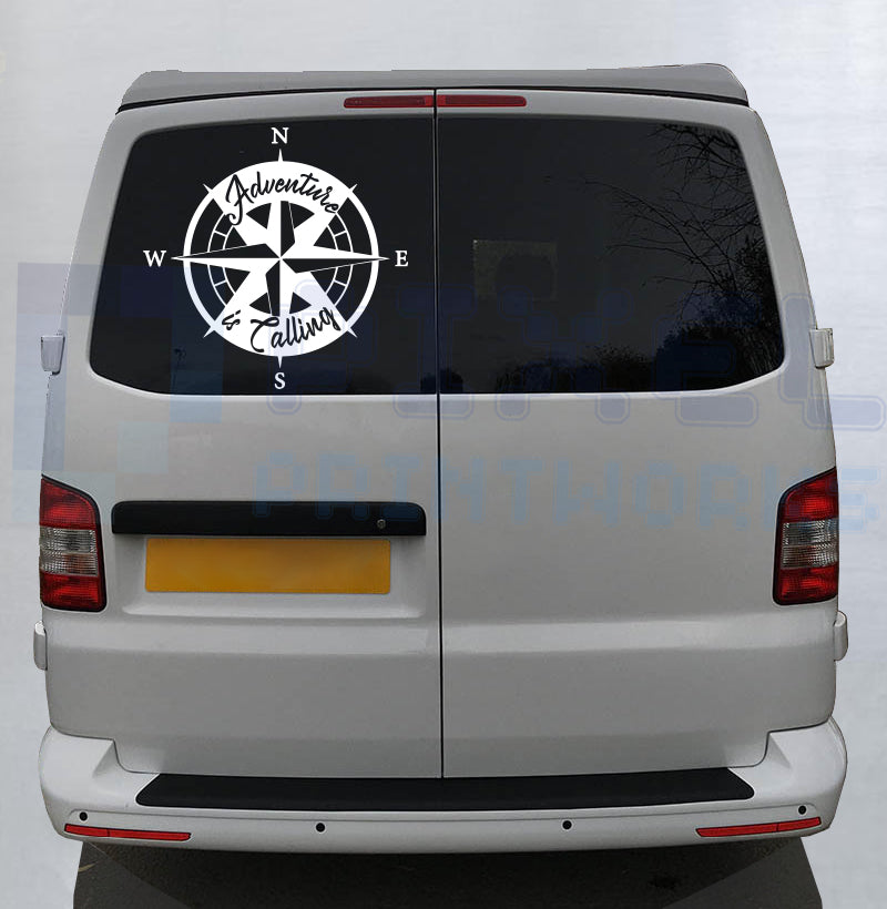 Adventure Is Calling Compass Decal – Vinyl Sticker for Campervans & Motorhomes | Pixel Printworks