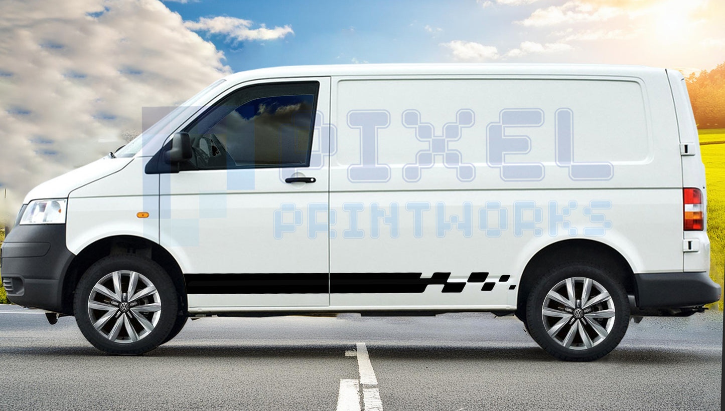 Stuttered Block Side Stripe Vinyl Decals for VW Transporter T4, T5 & T6 (1990–2023) – Pair by Pixel Printworks
