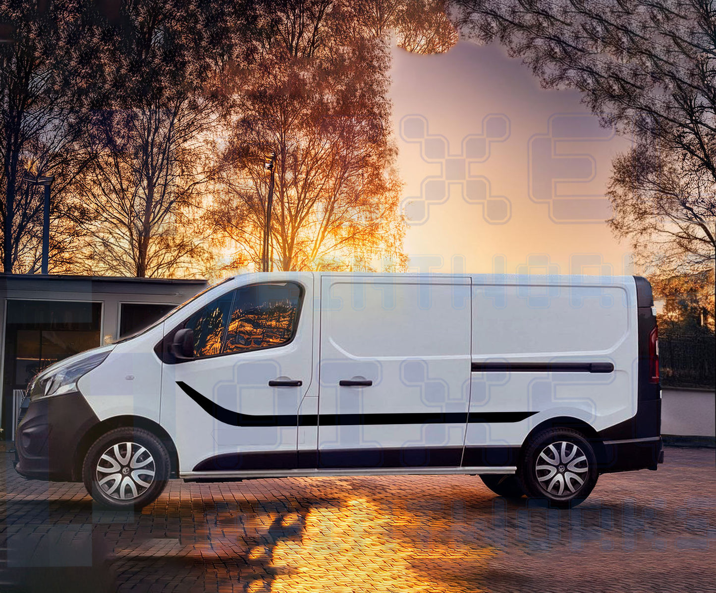 Vauxhall Vivaro Curved Side Stripe Decals (2014–2024) Vinyl Graphics Kit by Pixel Printworks
