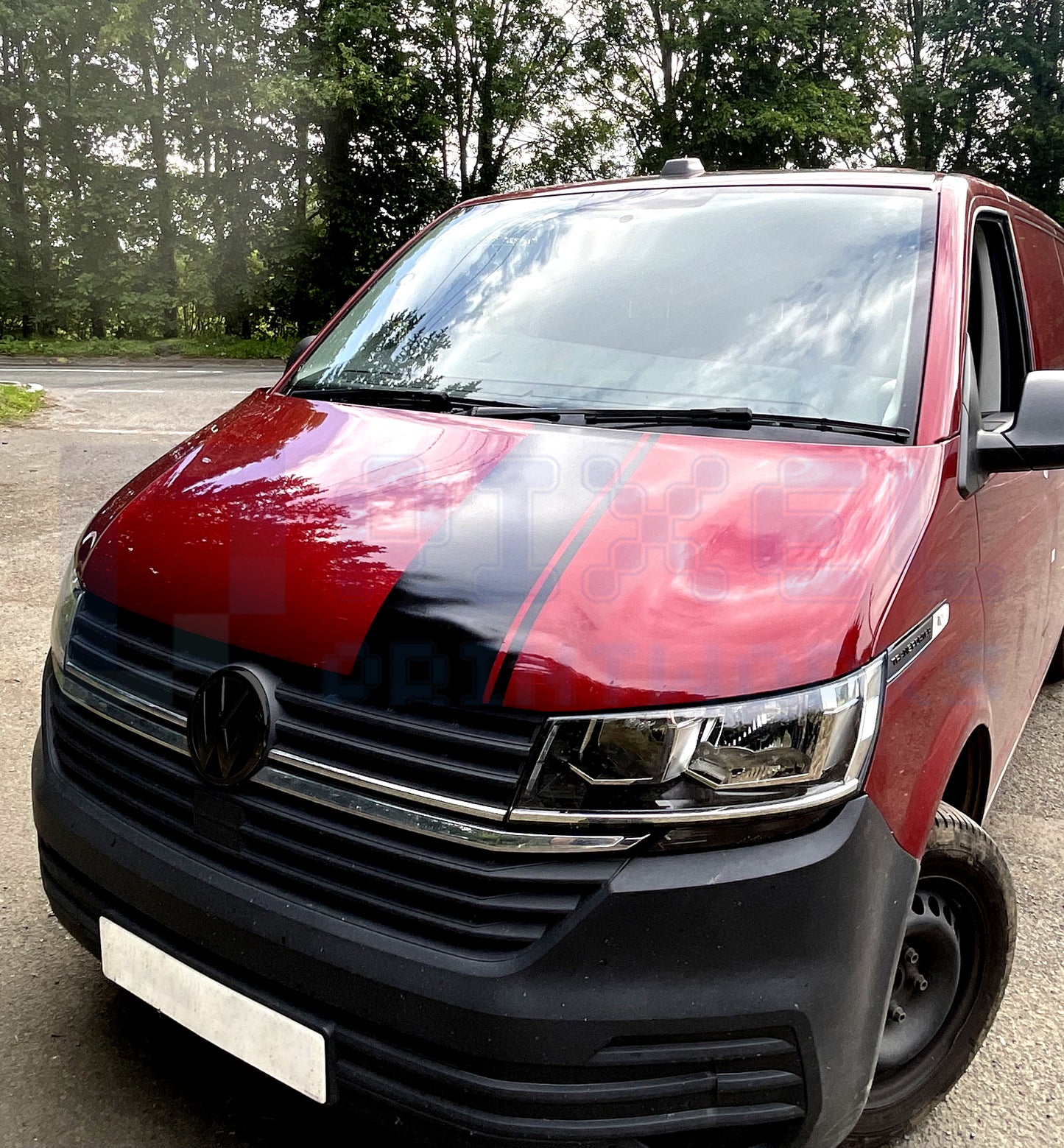 Offset Bonnet Stripe Vinyl Decal for VW Transporter T4, T5 & T6 (1990–2023) – Custom Fit by Pixel Printworks