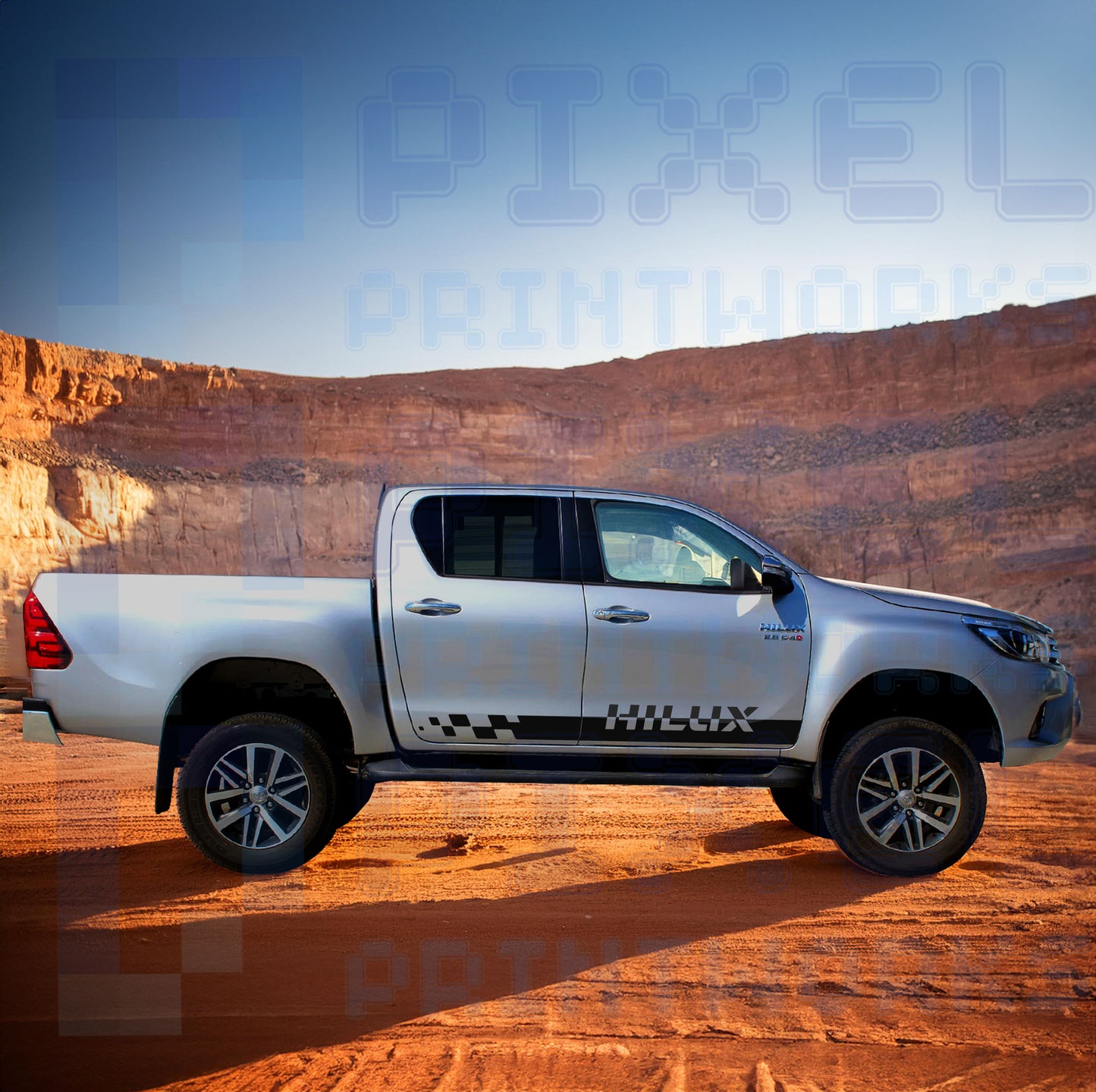 Toyota Hilux Side Stripes Vinyl Decal Kit (2015–2023) – Graphics Kit by Pixel Printworks