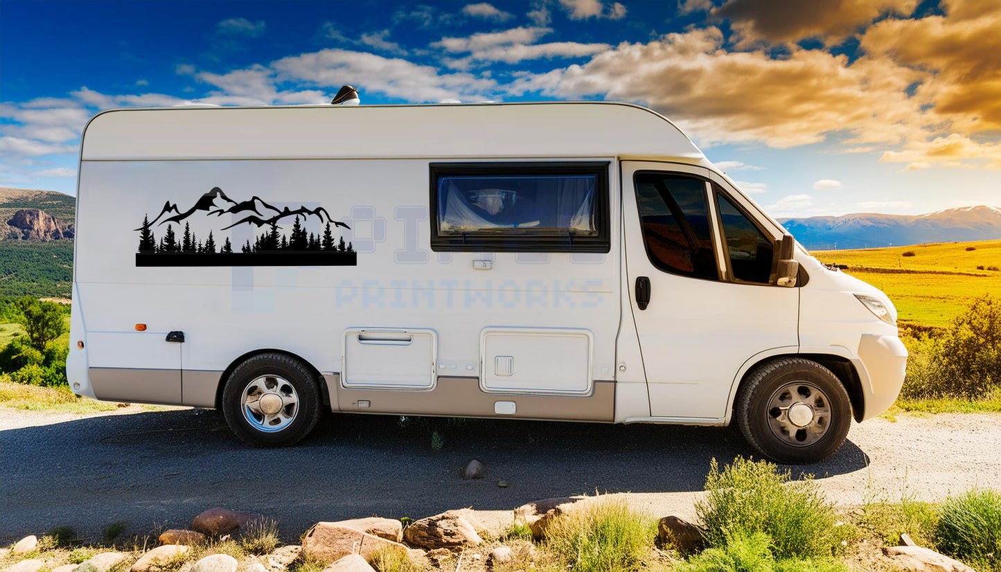Rear Window Campervan Decal – Mountain Landscape Vinyl Graphic by Pixel Printworks