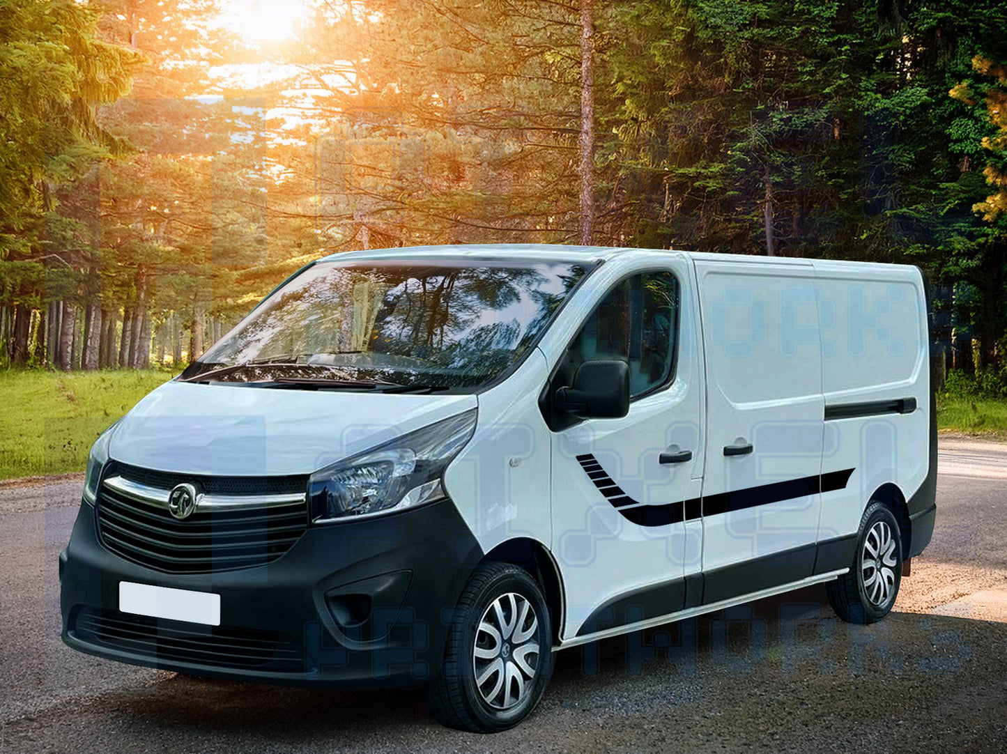 Vauxhall Vivaro Stepped Curve Side Stripe Decals (2014–2024) Vinyl Graphics Kit by Pixel Printworks