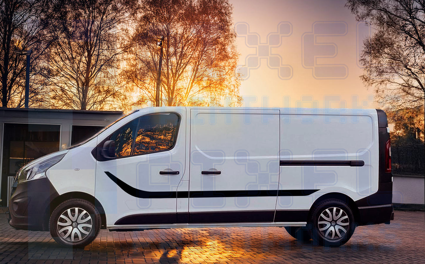 Vauxhall Vivaro Decal Bundle – Flow Stripe Bonnet & Curved Sides (2014–2024) | Pixel Printworks