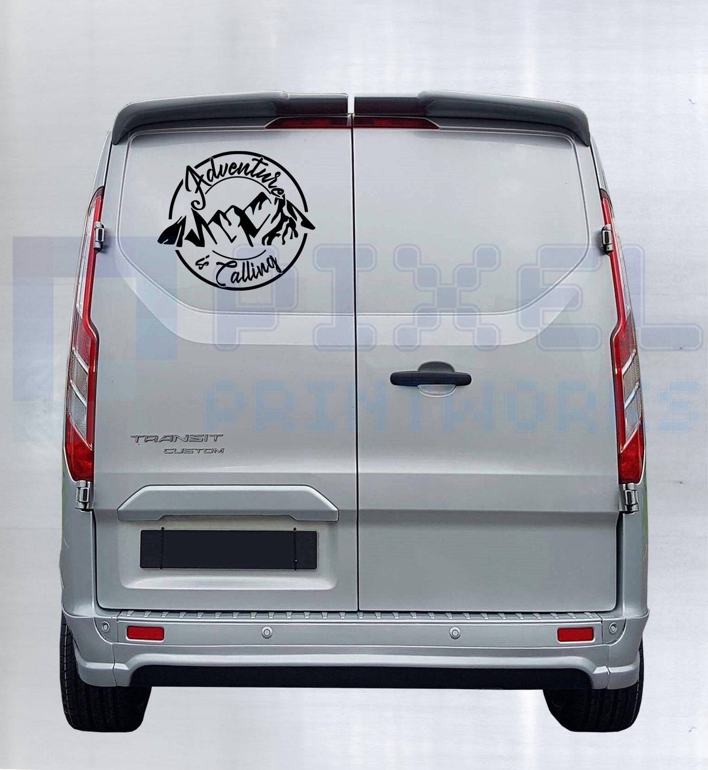 Adventure Is Calling Mountain Script Decal – Vinyl Sticker for Campervans & Motorhomes | Pixel Printworks