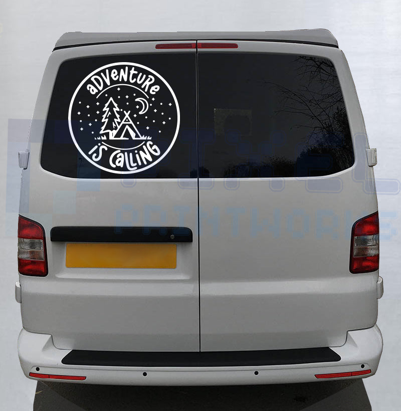 Adventure Is Calling Camping Decal – Vinyl Sticker for Vans, Campervans & Motorhomes | Pixel Printworks