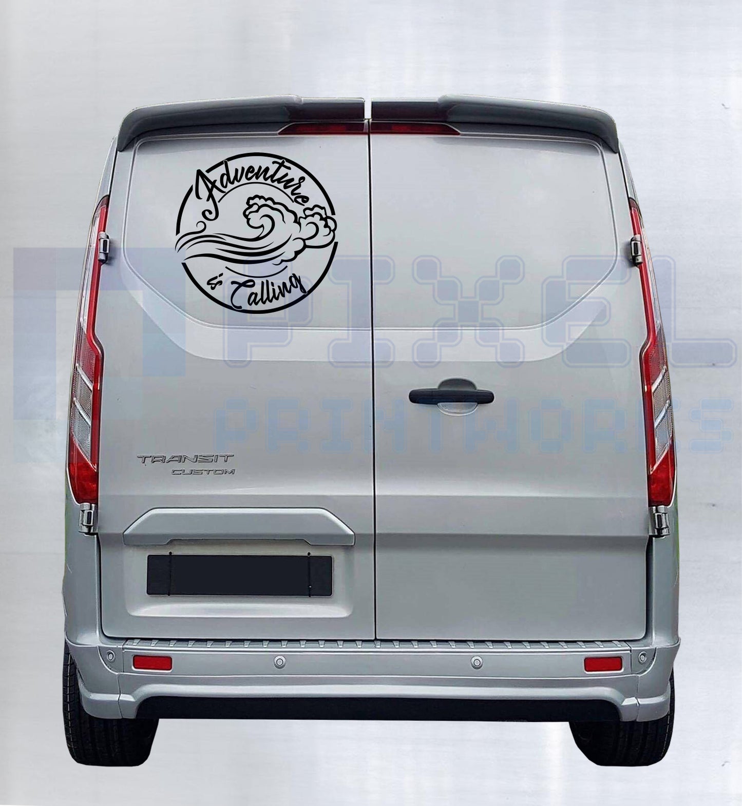 Adventure Is Calling Waves Script Decal – Ocean Vinyl Sticker for Campervans & Motorhomes | Pixel Printworks